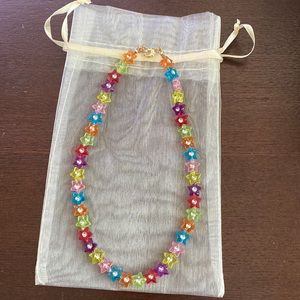 Rainbow rhinestone star choker